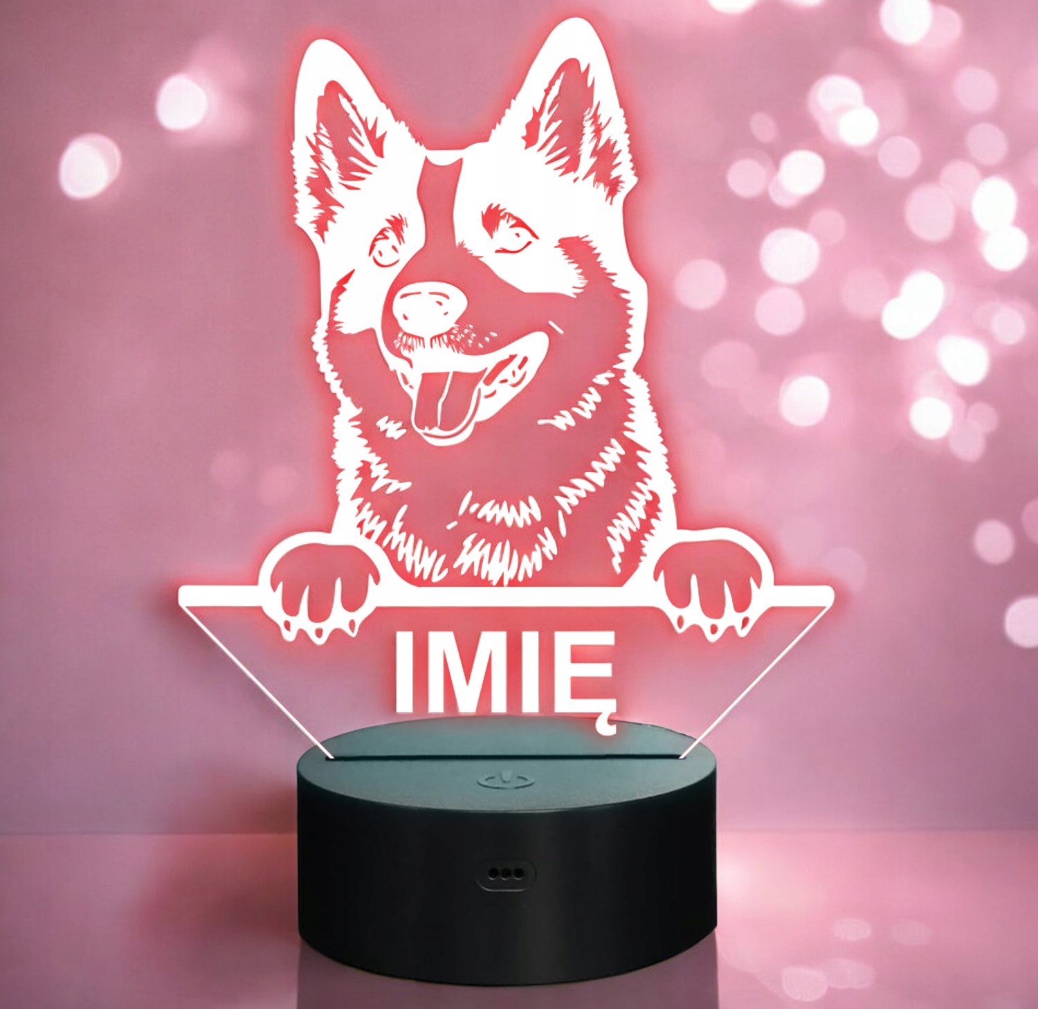 Lampka Nocna LED Pies AKITA INU Rasa z Imieniem Prezent Grawer Lampka Nocna LED Pies AKITA INU Rasa z Imieniem Prezent Grawer