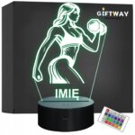 Lampka Nocna LED Imię Kulturystka Siłownia Hantle na Prezent Grawer