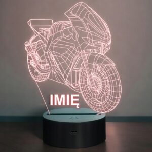 Lampka Nocna LED 3D Z Imieniem Grawer Motor Motocykl Ścigacz Na Prezent