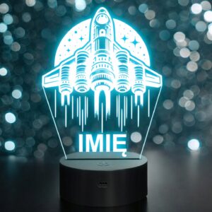 Lampka Nocna LED Imię Statek Kosmiczny na Prezent Grawer v.3