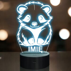 Lampka Nocna LED Z Imieniem Słodki Borsuk dla Dzieci na Prezent