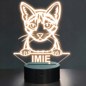 Lampka Nocna LED Kot egejski Rasa Kota z Imieniem na Prezent