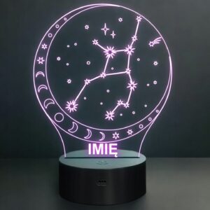 Lampka Nocna LED Panna Znak Zodiaku Horoskop z Imieniem Prezent Grawer