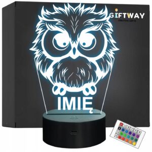 Lampka Nocna LED Z Imieniem Słodka Sowa Sówka dla Dzieci na Prezent v.2