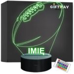 Lampka Nocna LED Z Imieniem Grawer Piłka Rugby Sport Prezent v.2