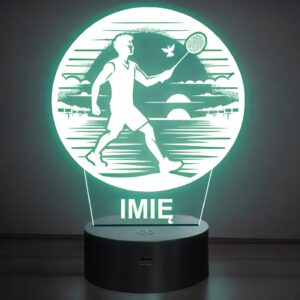 Lampka Nocna LED Statuetka Badminton Sport Aktywność na Prezent Grawer v.2
