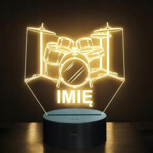 Lampka Nocna LED Imię Statuetka Perkusja na Prezent Grawer
