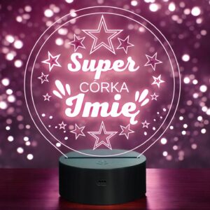 Lampka Nocna LED Statuetka Super Córka Rodzina na Prezent Grawer