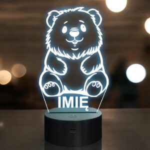 Lampka Nocna LED Z Imieniem Słodki Miś Polarny dla Dzieci na Prezent