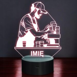 Lampka Nocna LED Imię Statuetka Zawód Barista na Prezent Grawer