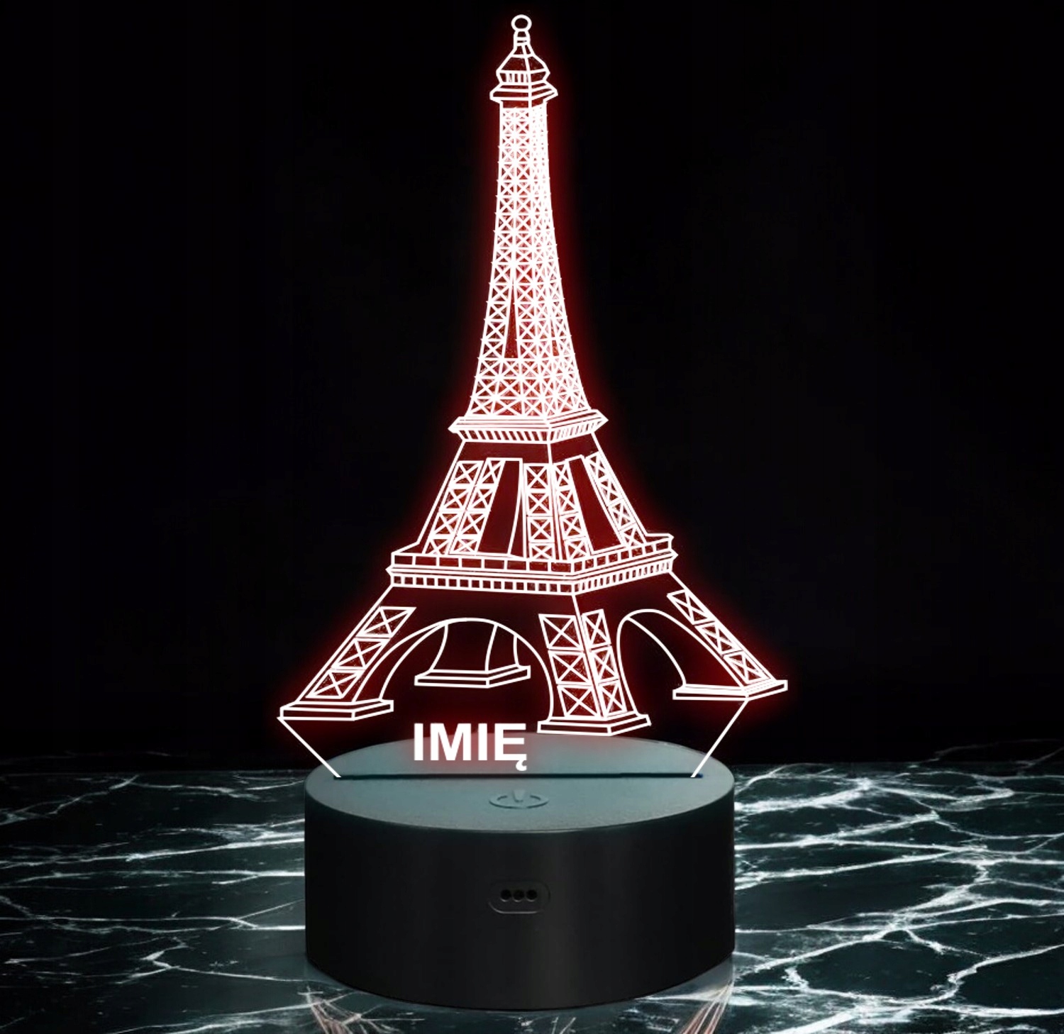 Lampka Nocna LED Wieża Eiffla 3D Iluzja Prezent z Imieniem Lampka Nocna LED Wieża Eiffla 3D Iluzja Prezent z Imieniem