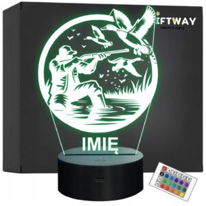 Lampka Nocna LED Statuetka Myśliwy Łowca Strzelec Zawód na Prezent Grawer
