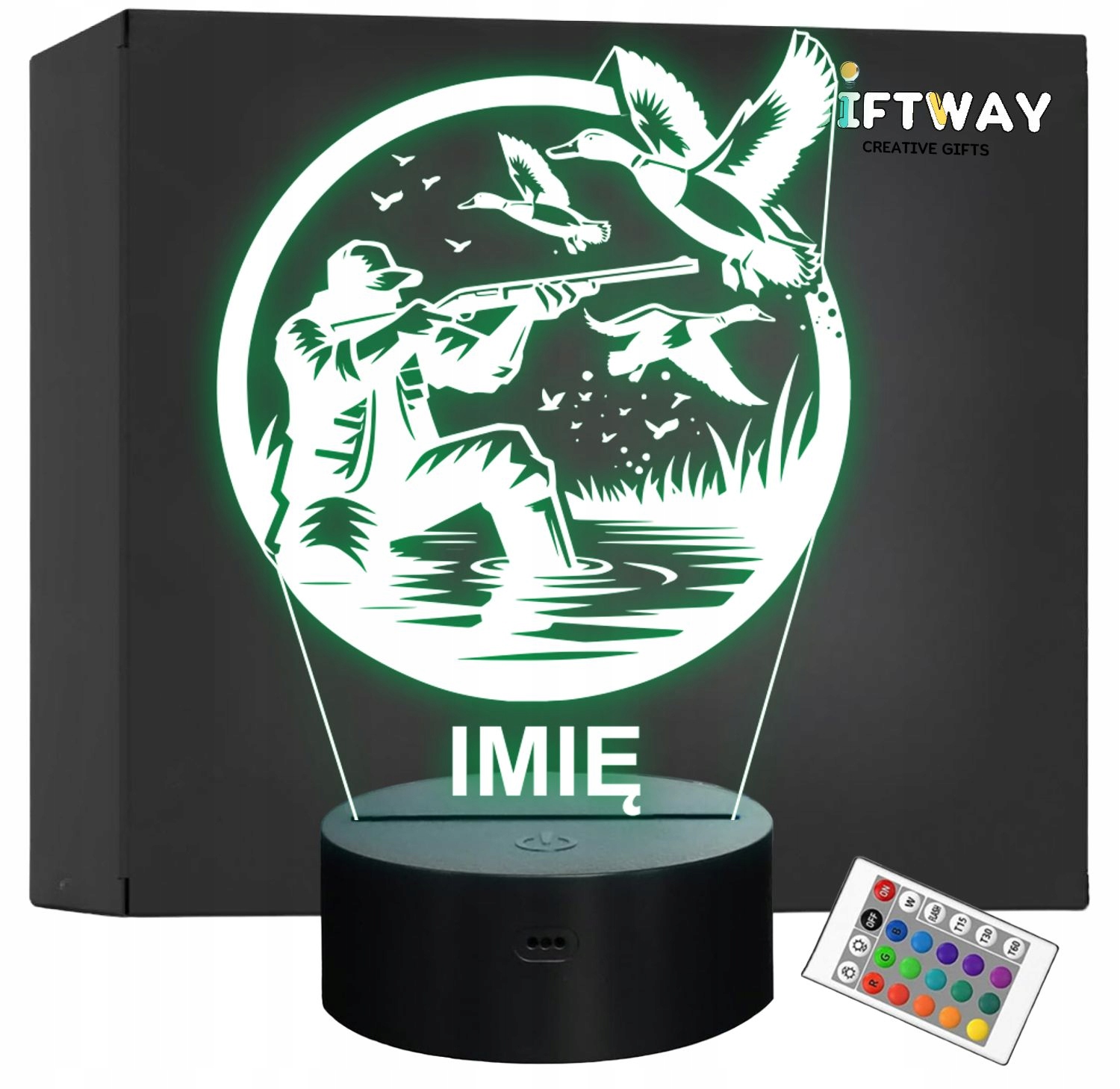 Lampka Nocna LED Statuetka Myśliwy Łowca Strzelec Zawód na Prezent Grawer Lampka Nocna LED Statuetka Myśliwy Łowca Strzelec Zawód na Prezent Grawer