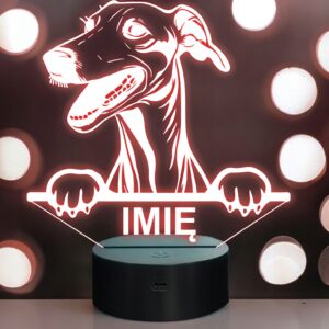 Lampka Nocna LED Greyhound Rasa Psa z Imieniem na Prezent