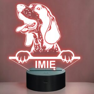 Lampka Nocna LED Bluetick Coonhound Rasa z Imieniem na Prezent
