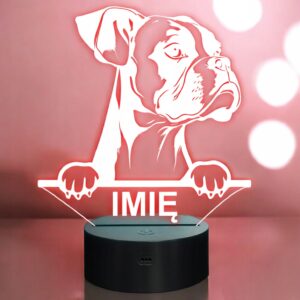 Lampka Nocna LED Boxer Rasa Psa z Imieniem na Prezent v.2