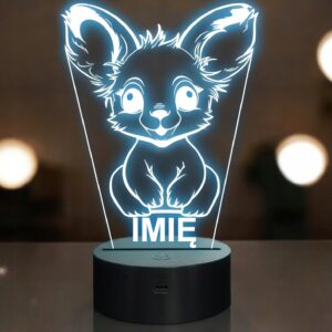 Lampka Nocna LED Z Imieniem Słodki Zając dla Dzieci na Prezent Grawer