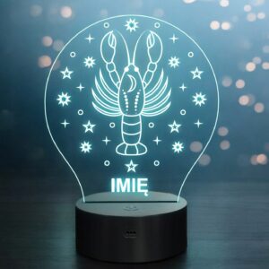 Lampka Nocna Rak LED Znak Zodiaku Horoskop z Imieniem Prezent Grawer