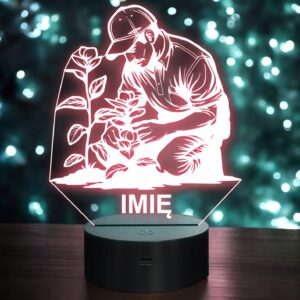 Lampka Nocna LED Imię Statuetka Zawód Ogrodnik na Prezent Grawer