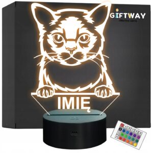 Lampka Nocna LED Burmese Rasa Kota z Imieniem na Prezent