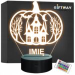 Lampka Nocna LED Imię Statuetka Halloween Dom Strachów Prezent Grawer v.2