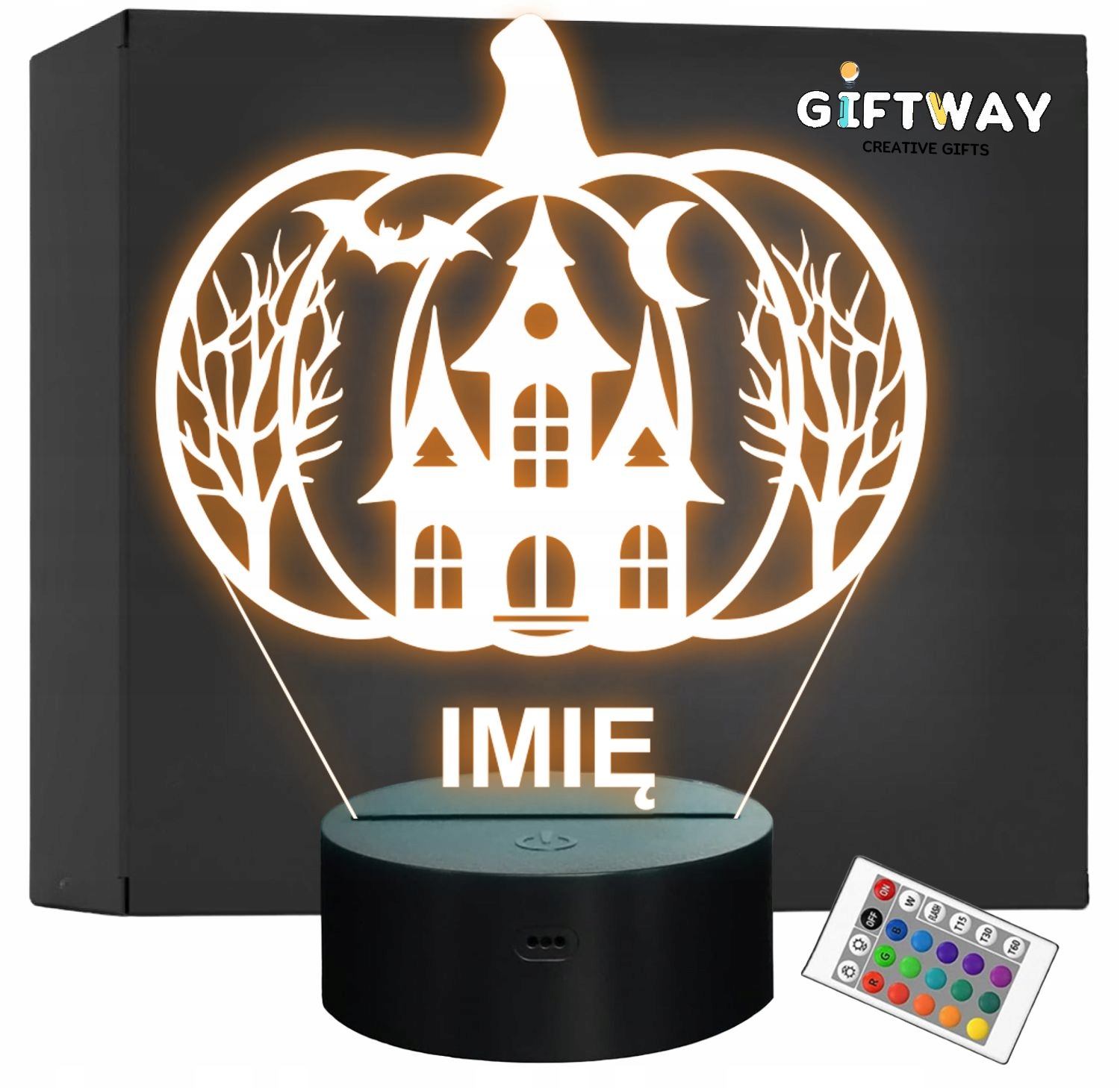 Lampka Nocna LED Imię Statuetka Halloween Dom Strachów Prezent Grawer v.2 Lampka Nocna LED Imię Statuetka Halloween Dom Strachów Prezent Grawer v.2
