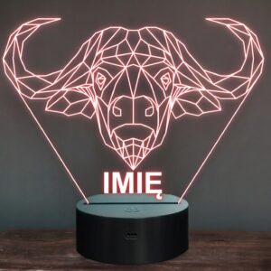 Lampka Nocna LED 3D Z Imieniem Grawer Bawół Na Prezent