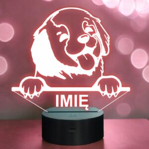 Lampka Nocna LED Golden Retriever Rasa Psa z Imieniem na Prezent v.1