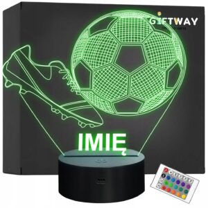 Lampka Nocna LED Piłka Nożna z Imieniem Grawer Personalizowana na Prezent