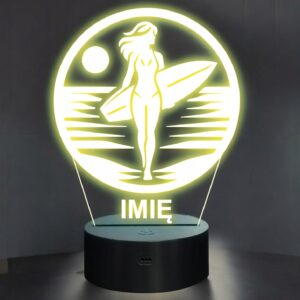 Lampka Nocna LED Statuetka Surfing Sporty Wodne Surferka Prezent Grawer v.4