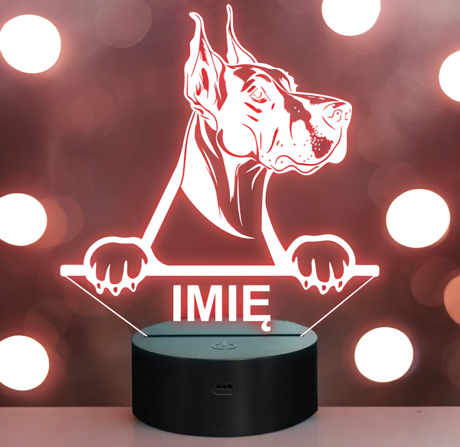 Lampka Nocna LED wielki Duńczyk Rasa Psa z Imieniem na Prezent Lampka Nocna LED wielki Duńczyk Rasa Psa z Imieniem na Prezent