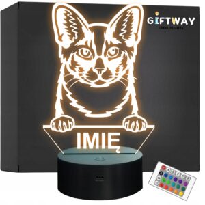 Lampka Nocna LED Oriental Longhair Rasa Kota z Imieniem na Prezent