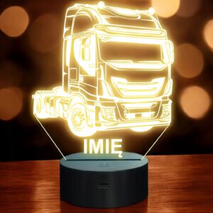 Lampka Nocna LED Imię Statuetka Ciężarówka Tir na Prezent Grawer v.4