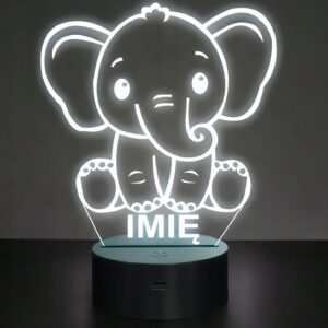 Lampka Nocna LED Z Imieniem Słoń Słonik dla Dzieci na Prezent