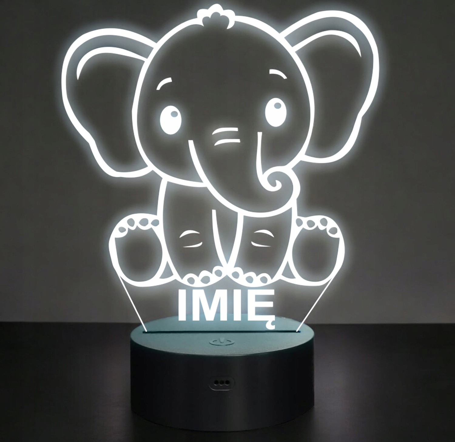 Lampka Nocna LED Z Imieniem Słoń Słonik dla Dzieci na Prezent Lampka Nocna LED Z Imieniem Słoń Słonik dla Dzieci na Prezent