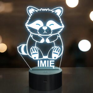 Lampka Nocna LED Z Imieniem Słodki Szop Pracz dla Dzieci na Prezent v.2