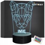 Lampka Nocna LED 3D Z Imieniem Grawer Puma Kot Prezent Personalizowana