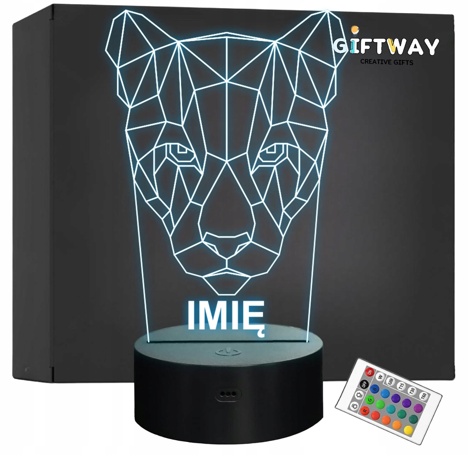 Lampka Nocna LED 3D Z Imieniem Grawer Puma Kot Prezent Personalizowana Lampka Nocna LED 3D Z Imieniem Grawer Puma Kot Prezent Personalizowana