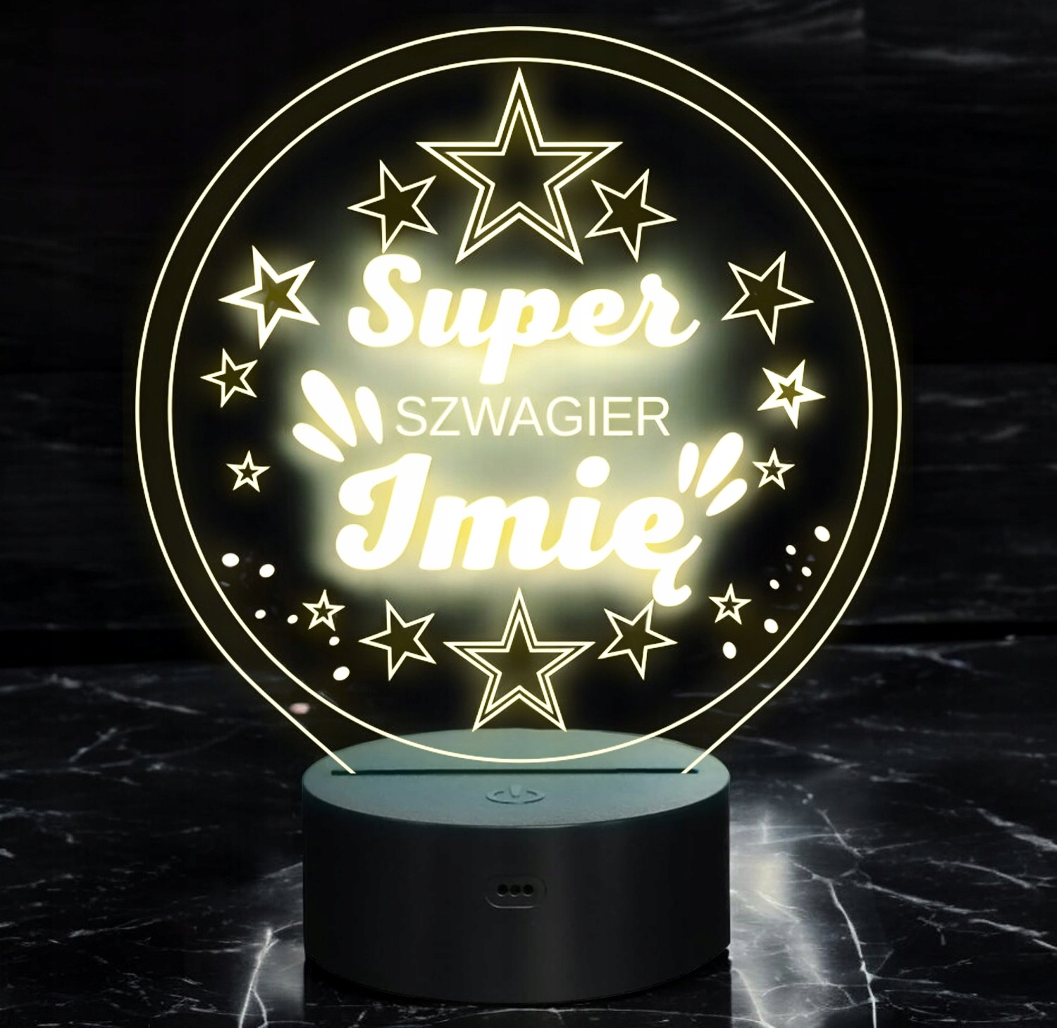 Lampka Nocna LED Statuetka Super Szwagier Rodzina na Prezent Grawer Lampka Nocna LED Statuetka Super Szwagier Rodzina na Prezent Grawer
