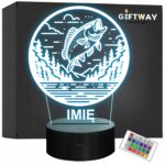 Lampka Nocna LED Statuetka Wędkowanie Ryba Łowienie Ryb Prezent Grawer