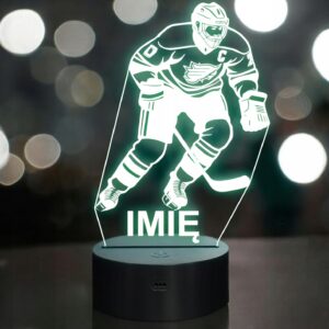 Lampka Nocna LED Z Imieniem Grawer Hokej Sport na Prezent