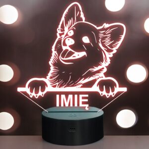 Lampka Nocna LED Corgi Rasa Psa z Imieniem na Prezent v.2