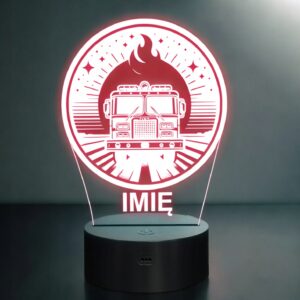 Lampka Nocna LED Imię Statuetka Wóz Straż Pożarna na Prezent Grawer v.4