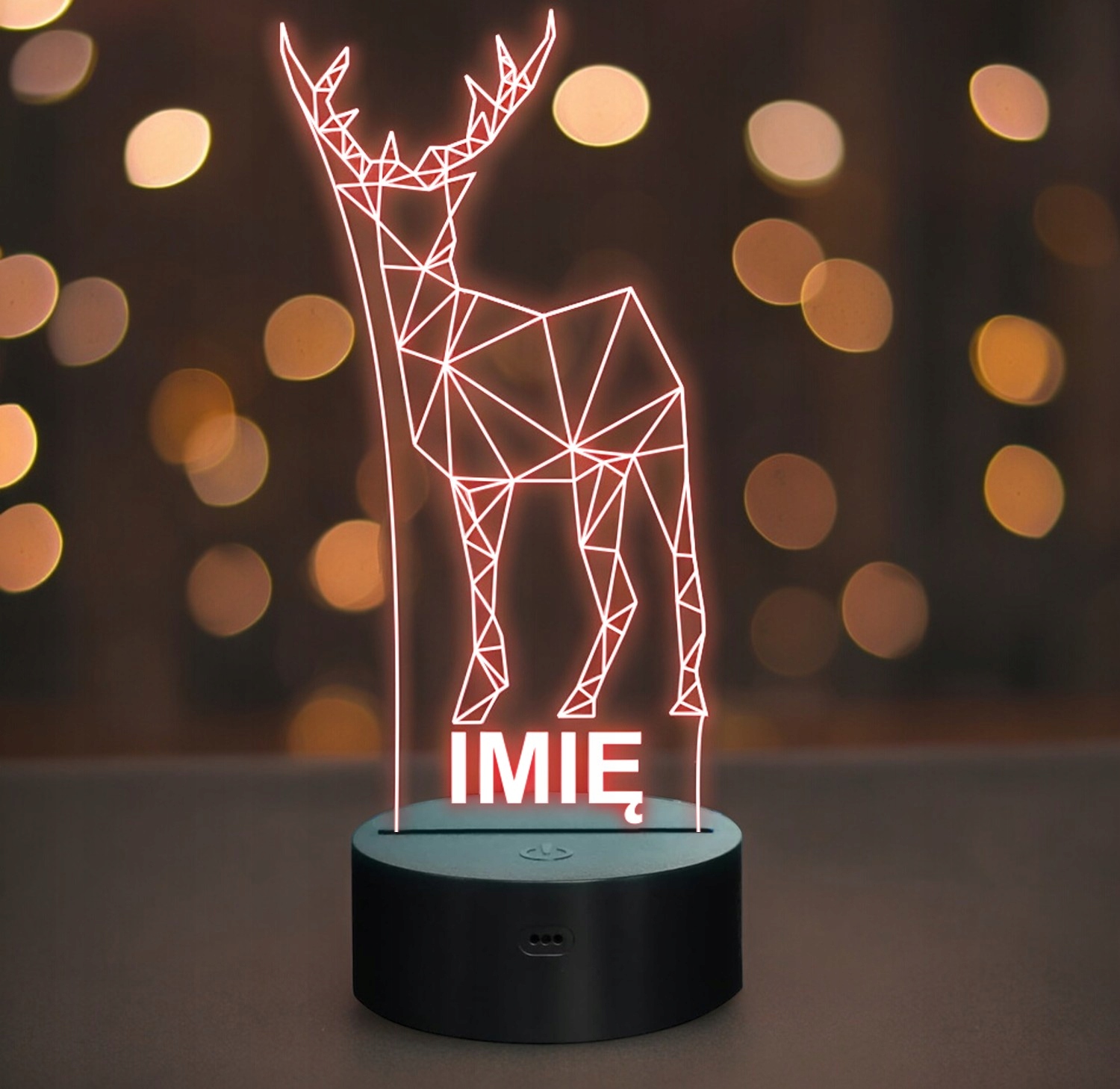 Lampka Nocna LED 3D Z Imieniem Grawer Jeleń na Prezent Lampka Nocna LED 3D Z Imieniem Grawer Jeleń na Prezent