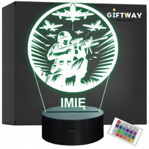 Lampka Nocna LED Statuetka Żołnierz Wojskowy Zawód na Prezent Grawer v.1