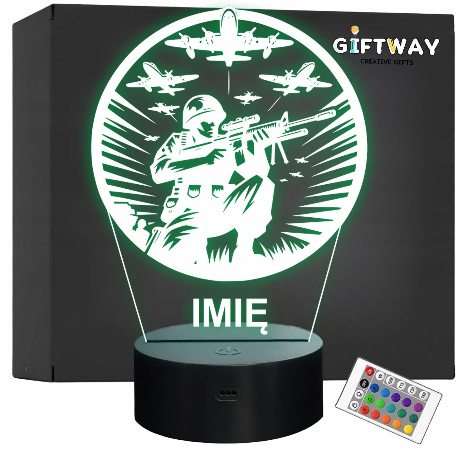 Lampka Nocna LED Statuetka Żołnierz Wojskowy Zawód na Prezent Grawer v.1 Lampka Nocna LED Statuetka Żołnierz Wojskowy Zawód na Prezent Grawer v.1