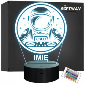 Lampka Nocna LED Statuetka Astronauta DJ na Prezent Grawer v.4