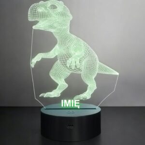 Lampka Nocna LED Dinozaur 3D Dino Z Imieniem Personalizowana na Prezent