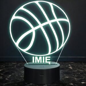 Lampka Nocna LED Z Imieniem Grawer Piłka do Koszykówki Sport na Prezent