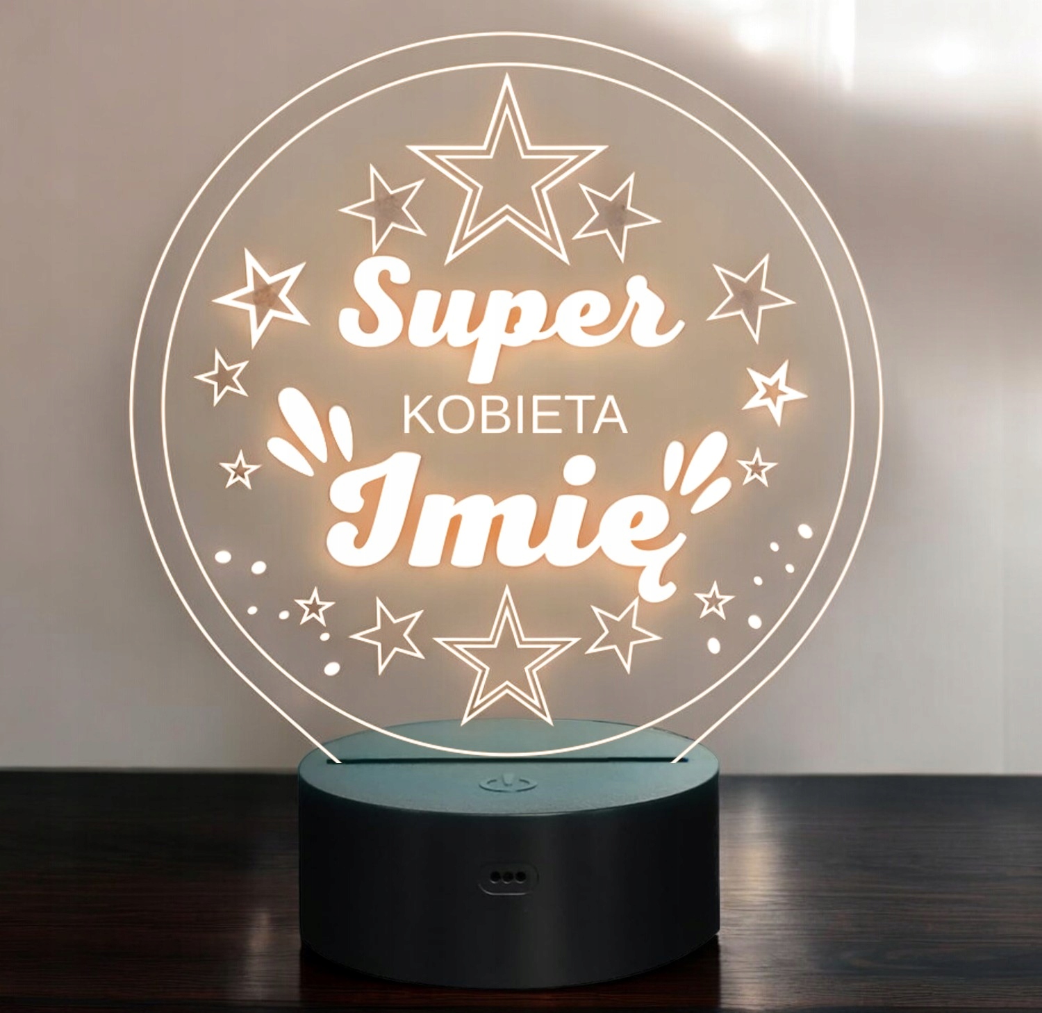 Lampka Nocna LED Statuetka Super Kobieta Dzień Kobiet na Prezent Grawer Lampka Nocna LED Statuetka Super Kobieta Dzień Kobiet na Prezent Grawer